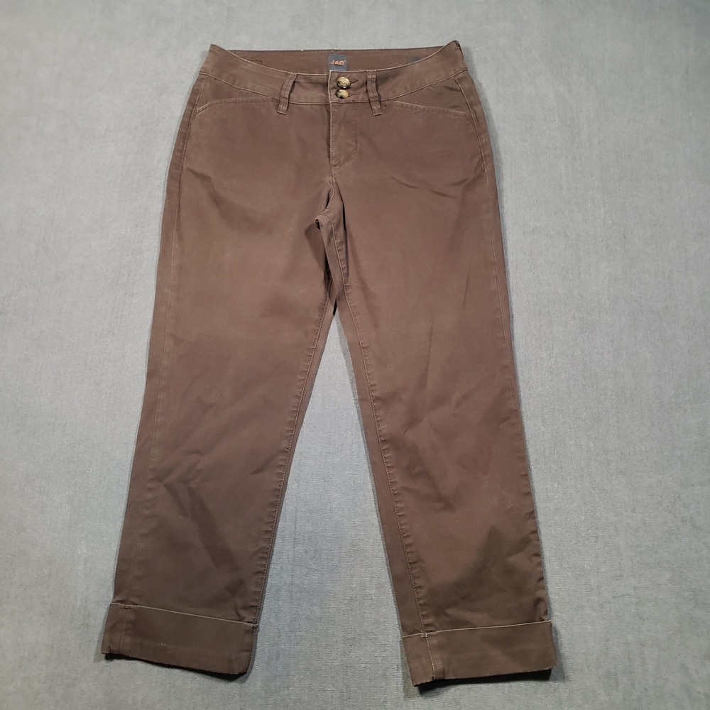 Jag Slim Fit Pants Womens 4 Brown Cuffed Stretch Cotton Trousers